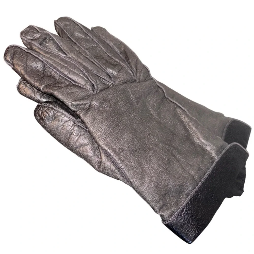 Vintage | Caserini | Women's M‎ | Dark Brown Leather Gloves Cashmere Blend Lined